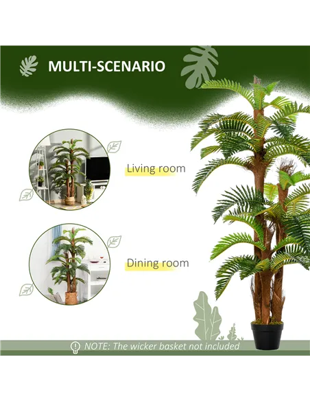 Outsunny Artificial Plant Tropical Palm in Pot, Fake Plants for Home Indoor Decor, 150cm, Green