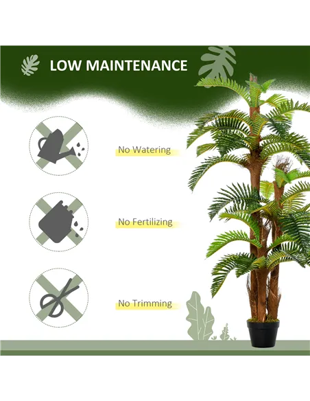 Outsunny Artificial Plant Tropical Palm in Pot, Fake Plants for Home Indoor Decor, 150cm, Green