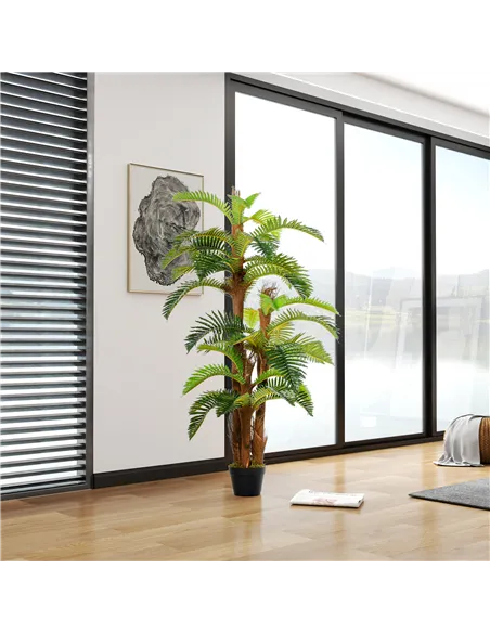 Outsunny Artificial Plant Tropical Palm in Pot, Fake Plants for Home Indoor Decor, 150cm, Green