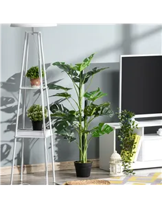 Outsunny 100cm/3.3FT Artificial Monstera Tree Decorative Cheese Plant 21 Leaves with Nursery Pot, Fake Tropical Palm Tree for In 2