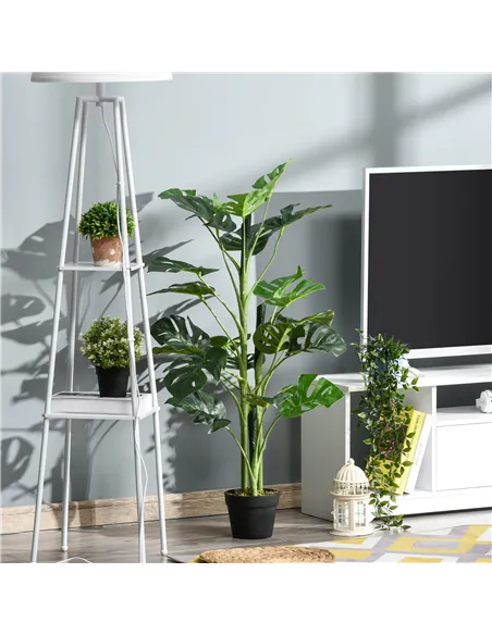 Outsunny 100cm/3.3FT Artificial Monstera Tree Decorative Cheese Plant 21 Leaves with Nursery Pot, Fake Tropical Palm Tree for In