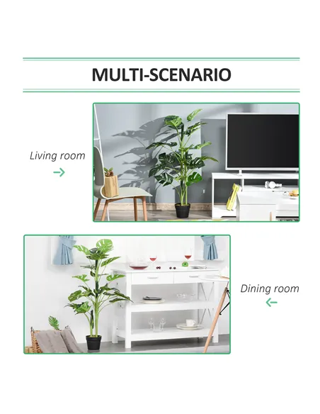 Outsunny 100cm/3.3FT Artificial Monstera Tree Decorative Cheese Plant 21 Leaves with Nursery Pot, Fake Tropical Palm Tree for In