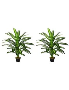 Outsunny Set of Two Artificial Dracaena Plants