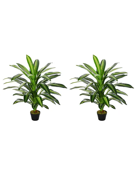 Outsunny Set of Two Artificial Dracaena Plants