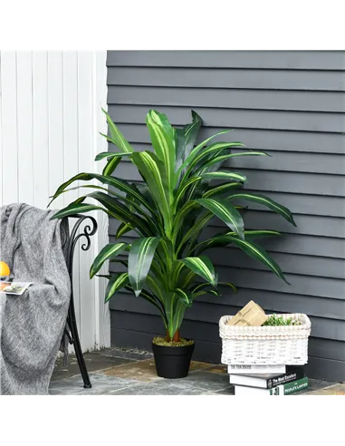 Outsunny Set of Two Artificial Dracaena Plants