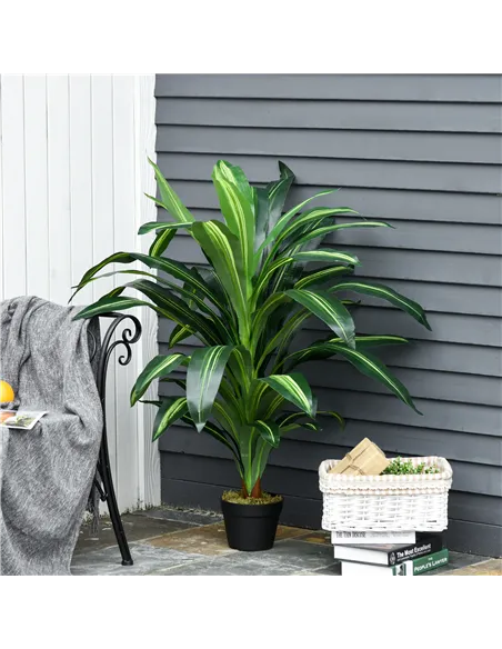 Outsunny Set of Two Artificial Dracaena Plants