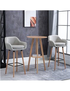 HOMCOM Set of 2 Bar Stools Modern Upholstered Seat Bar Chairs w/ Metal Frame, Solid Wood Legs Living Room Dining Room Fabric Fur 2