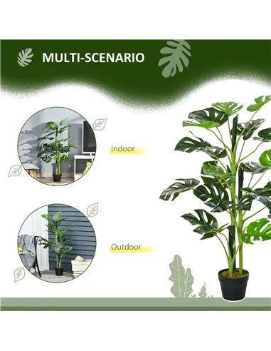 Outsunny 100cm/3.3FT Artificial Monstera Tree Decorative Cheese Plant 21 Leaves with Nursery Pot, Fake Tropical Palm Tree for In