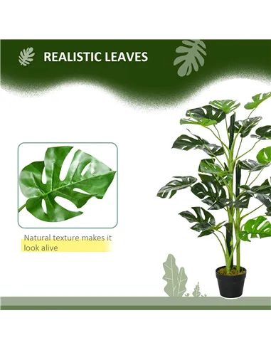 Outsunny 100cm/3.3FT Artificial Monstera Tree Decorative Cheese Plant 21 Leaves with Nursery Pot, Fake Tropical Palm Tree for In