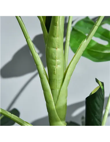 Outsunny 100cm/3.3FT Artificial Monstera Tree Decorative Cheese Plant 21 Leaves with Nursery Pot, Fake Tropical Palm Tree for In
