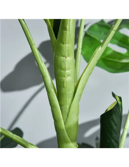 Outsunny 100cm/3.3FT Artificial Monstera Tree Decorative Cheese Plant 21 Leaves with Nursery Pot, Fake Tropical Palm Tree for In