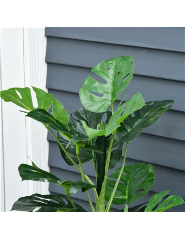 Outsunny 100cm/3.3FT Artificial Monstera Tree Decorative Cheese Plant 21 Leaves with Nursery Pot, Fake Tropical Palm Tree for In