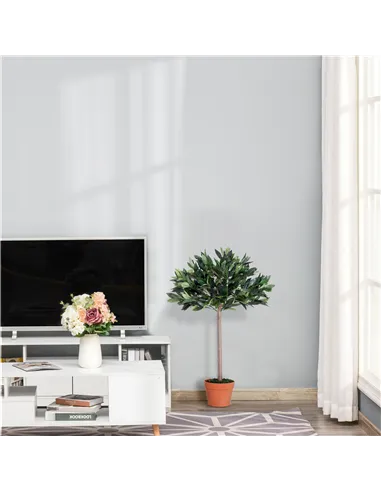 Outsunny 3ft Artificial Olive Tree Indoor Plant Greenery for Home Office Potted in An Orange Pot Set of 2