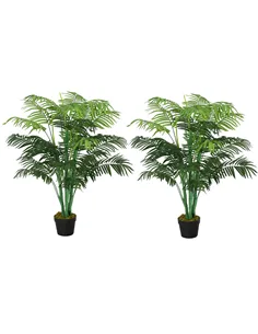 Outsunny 2 Pack Artificial Plant Palm Tree in Pot, Fake Plants for Home Indoor Outdoor Decor, 125cm, Green