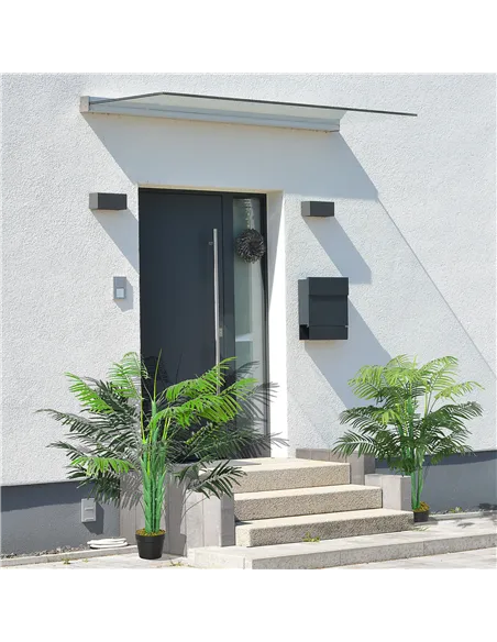 Outsunny 2 Pack Artificial Plant Palm Tree in Pot, Fake Plants for Home Indoor Outdoor Decor, 125cm, Green