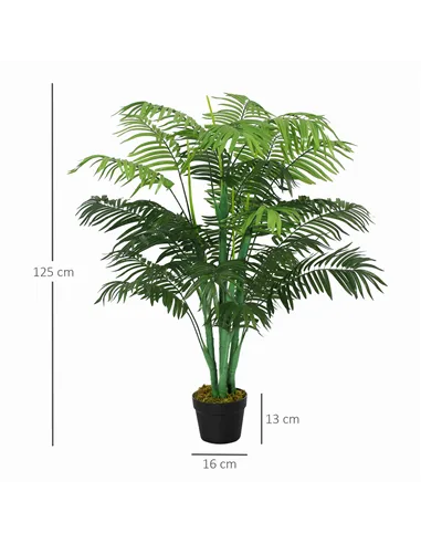 Outsunny 2 Pack Artificial Plant Palm Tree in Pot, Fake Plants for Home Indoor Outdoor Decor, 125cm, Green