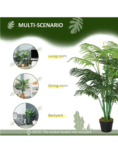 Outsunny 2 Pack Artificial Plant Palm Tree in Pot, Fake Plants for Home Indoor Outdoor Decor, 125cm, Green
