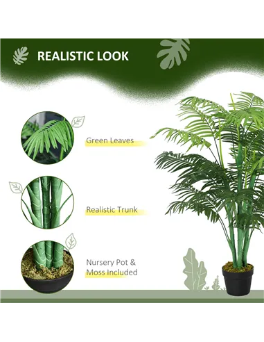 Outsunny 2 Pack Artificial Plant Palm Tree in Pot, Fake Plants for Home Indoor Outdoor Decor, 125cm, Green