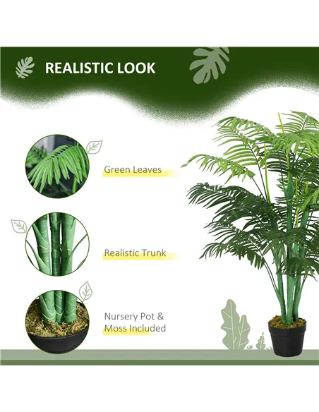 Outsunny 2 Pack Artificial Plant Palm Tree in Pot, Fake Plants for Home Indoor Outdoor Decor, 125cm, Green