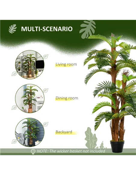 Outsunny Set of 2 Artificial Plant Tropical Palm in Pot, Fake Plants for Home Indoor Outdoor Decor, 150cm, Green