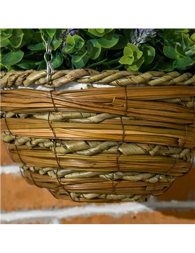 Outsunny Set of Two Artificial Hanging Lavender Flower Pots - Purple