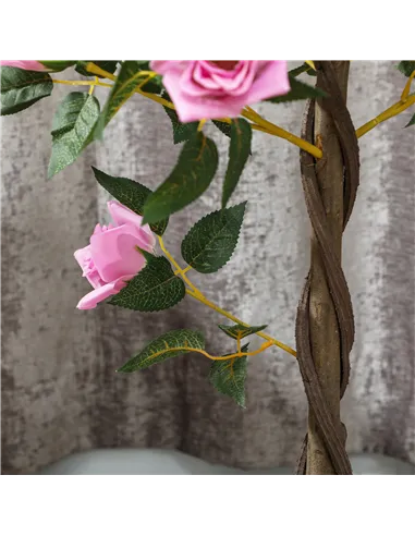 Outsunny Set of 2 Artificial Plants White Rose Floral in Pot, Fake Plants for Home Indoor Decor, 90cm, Purple