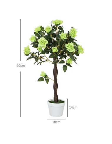 Outsunny Set of Two Faux Rose Trees - Green