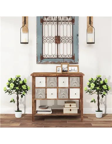 Outsunny Set of Two Faux Rose Trees - Green