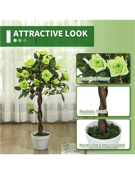 Outsunny Set of Two Faux Rose Trees - Green