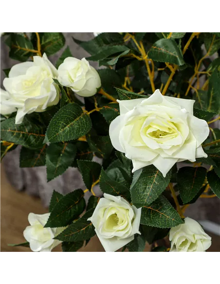 Outsunny Set of Two Faux Rose Trees - White