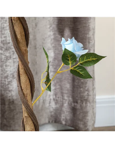Outsunny Set of 2 Artificial Plants White Rose Floral in Pot, Fake Plants for Home Indoor Decor, 90cm, Light Blue