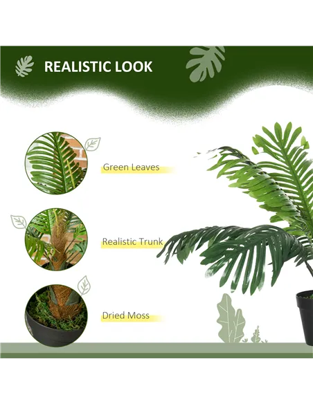 Outsunny 2 Pack 60cm Artificial Palm Tree Decorative Plant with Nursery Pot, Fake Tropical Tree for Indoor Outdoor Décor