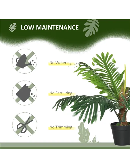 Outsunny 2 Pack 60cm Artificial Palm Tree Decorative Plant with Nursery Pot, Fake Tropical Tree for Indoor Outdoor Décor