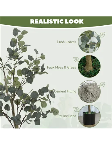 Outsunny 35.5" Topiary Trees Artificial Faux Fakes Spiral Plant Green Cedar Tree Indoor Decor with Nursery Pot