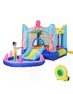 Outsunny Bounce Castle Inflatable Trampoline Slide Pool Octopus Design 3.8 x 2 x 1.8m