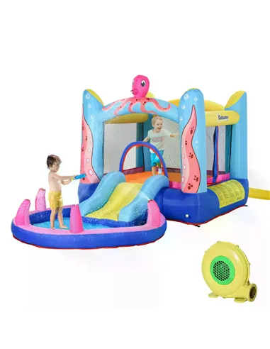 Outsunny Bounce Castle Inflatable Trampoline Slide Pool Octopus Design 3.8 x 2 x 1.8m