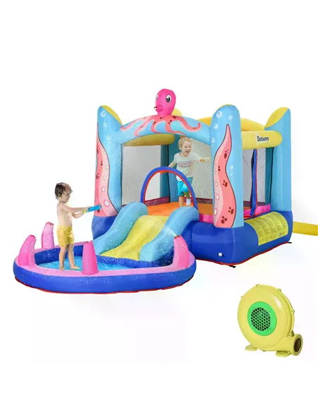 Outsunny Bounce Castle Inflatable Trampoline Slide Pool Octopus Design 3.8 x 2 x 1.8m