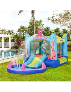 Outsunny Bounce Castle Inflatable Trampoline Slide Pool Octopus Design 3.8 x 2 x 1.8m 2
