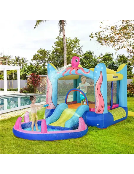 Outsunny Bounce Castle Inflatable Trampoline Slide Pool Octopus Design 3.8 x 2 x 1.8m