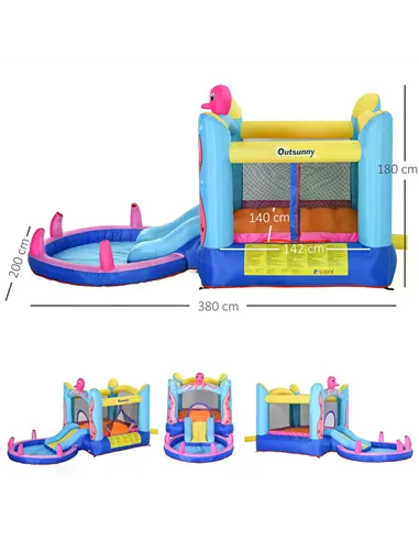 Outsunny Bounce Castle Inflatable Trampoline Slide Pool Octopus Design 3.8 x 2 x 1.8m