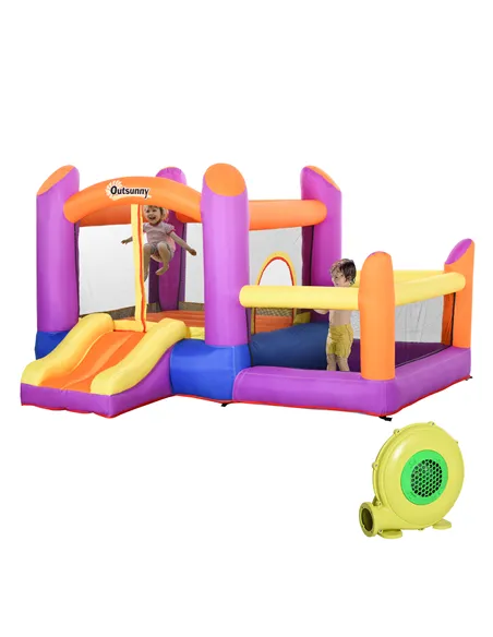 Outsunny Kids Bouncy Castle House Inflatable Trampoline Slide Water Pool 3 in 1 with Blower for Kids Age 3-8 Multi-color 2.8 x 2
