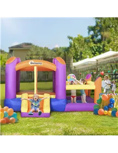 Outsunny Kids Bouncy Castle House Inflatable Trampoline Slide Water Pool 3 in 1 with Blower for Kids Age 3-8 Multi-color 2.8 x 2 2