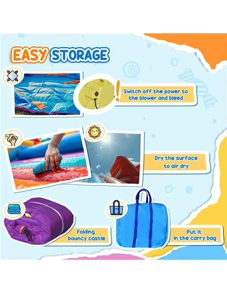 Outsunny Kids Bouncy Castle House Inflatable Trampoline Slide Water Pool 3 in 1 with Blower for Kids Age 3-8 Multi-color 2.8 x 2