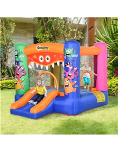 Outsunny Bouncy Castle Inflatable Basket Trampoline Slide Monster Design 180 x 250 x 175 (CM) 2