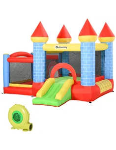 Outsunny Kids Bounce Castle Inflatable Trampoline Slide Pool Basket for Kids Age 3-10, 3 x 2.75 x 2.1m