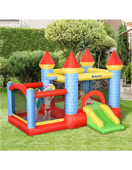 Outsunny Kids Bounce Castle Inflatable Trampoline Slide Pool Basket for Kids Age 3-10, 3 x 2.75 x 2.1m