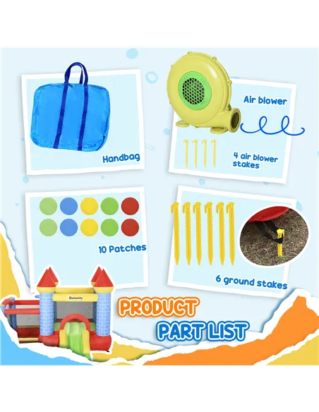 Outsunny Kids Bounce Castle Inflatable Trampoline Slide Pool Basket for Kids Age 3-10, 3 x 2.75 x 2.1m