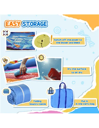 Outsunny Kids Inflatable Bouncy Castle Water Slide 6 in 1 Bounce House Jumping Castle Water Pool Gun Climbing Wall Basketball Ho