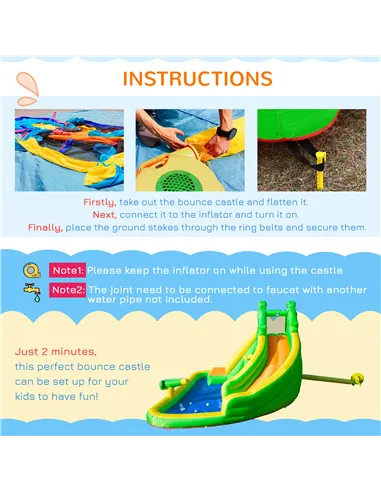 Outsunny 5 in 1 Kids Bouncy Castle Large Crocodile Style Inflatable House Slide Basket Water Pool Gun Climbing Wall with Blower 