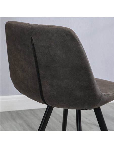 HOMCOM Set Of 2 Bar Stools Vintage Microfiber Cloth Tub Seats Padded Comfortable Steel Frame Footrest Quilted Home Bar Cafe Kitc